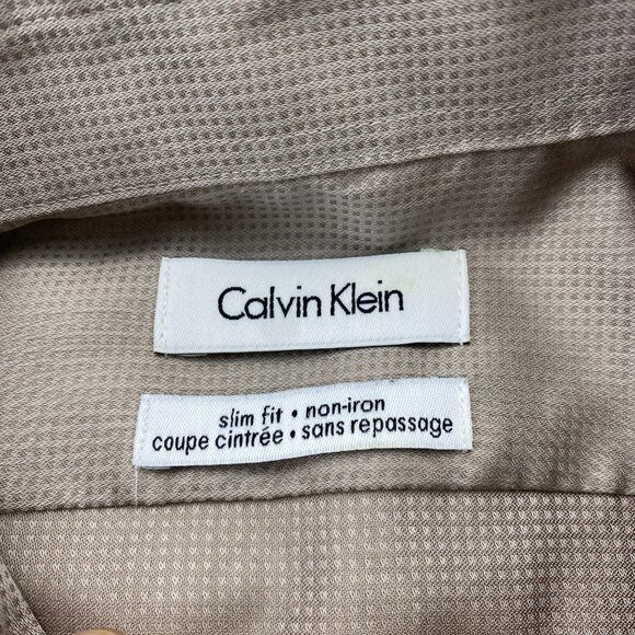 Calvin Klein Formal Dress Shirt Men Size 16.5 32/33 Slim Fit Non-Iron Button Up - Picture 4 of 9